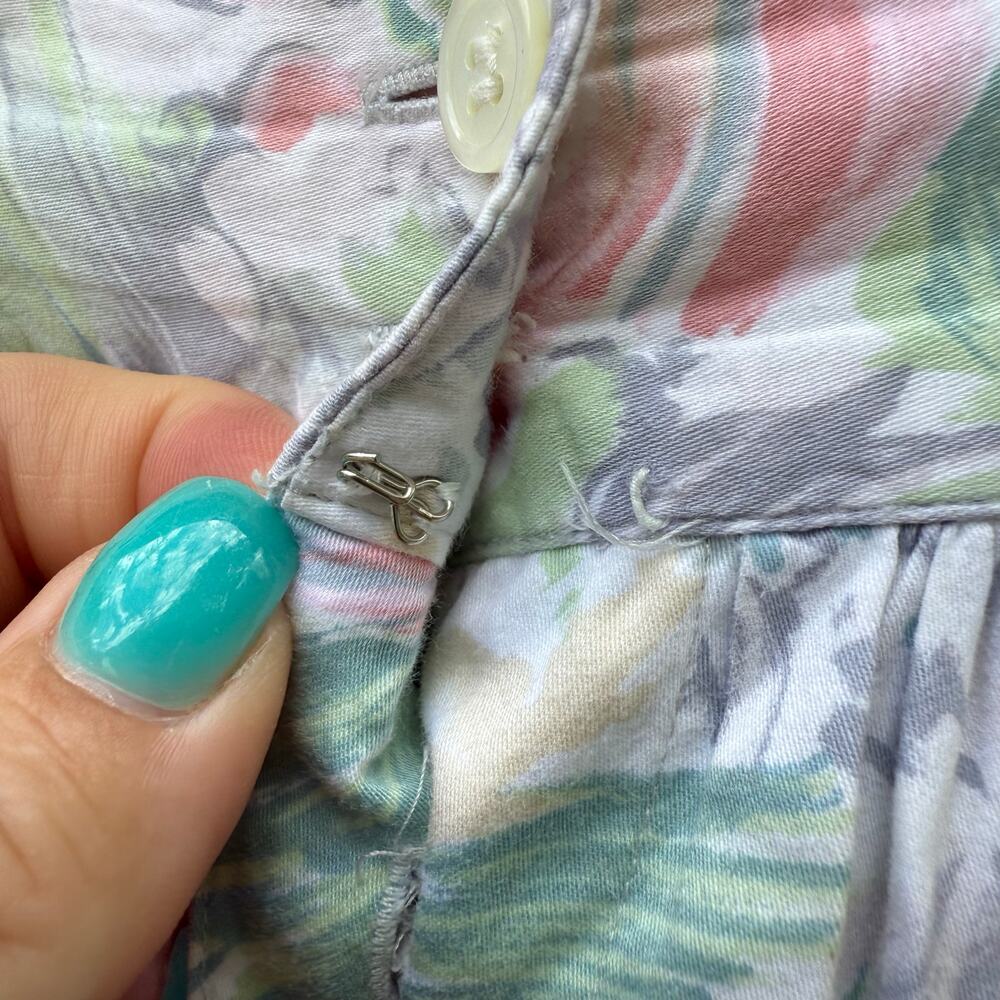 Charter Club Pastel Floral A-Line Yoke Button Front Skirt Pockets Cottagecore 8 - Picture 5 of 10
